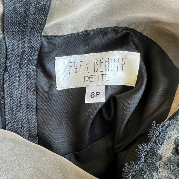 Ever Beauty Petite 6 Black Lace Beaded Gown - Picture 3 of 6